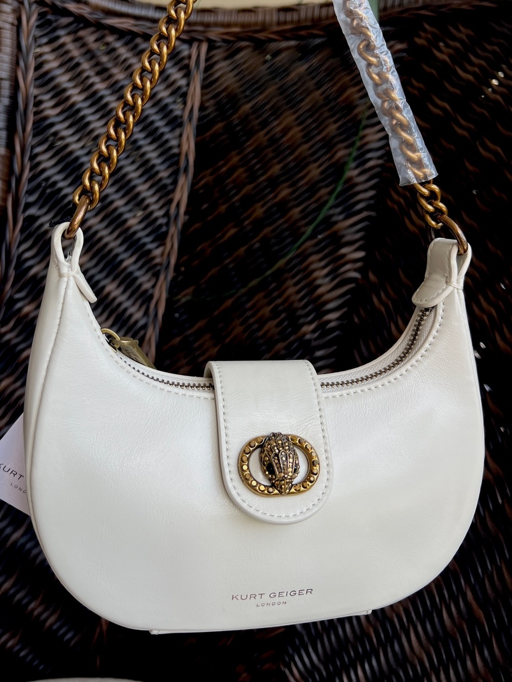 Kurt Geiger Chelsea SM hobo crossbody on chain bag BONE (IVORY / CREAM) NWT